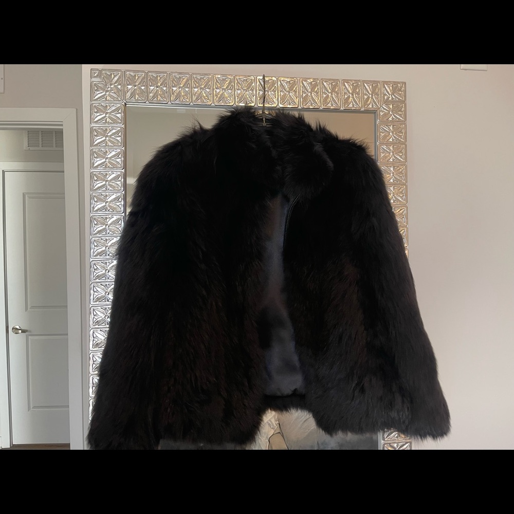 Black Fox Fur Waist Length Jacket